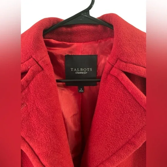 Talbots red wool blend collared jacket - Picture 3 of 6